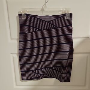 Freeway Dark Blue And Pink Patterned Pencil Skirt